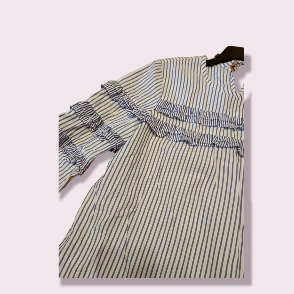 J. Crew Striped Ruffle Blouse - Picture 2 of 4